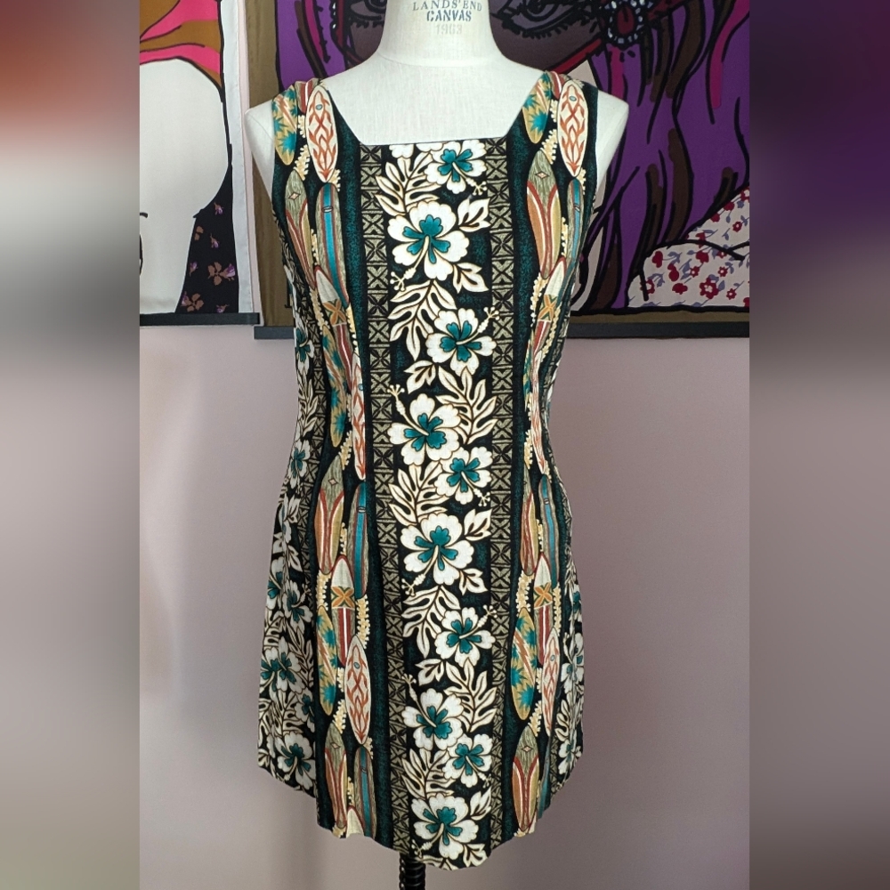 Maripe Black and Teal Floral Midi Dress